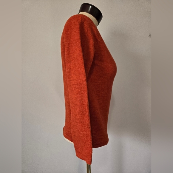 PAUL COSTELLOE Merino Wool Rust Orange Long Sleeve Sweater - Picture 4 of 10